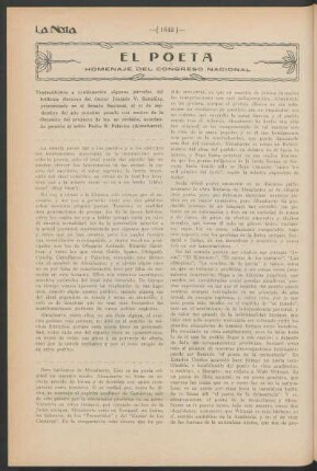 El poeta : Homenaje del congreso nacional