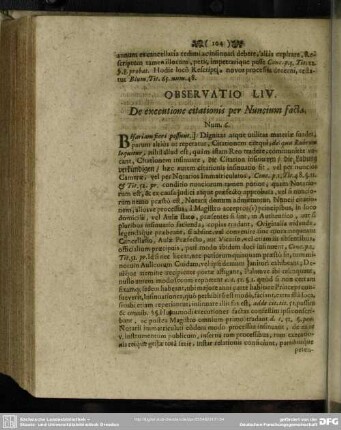 Observatio LIV. De executione citationis per Nuncium facta