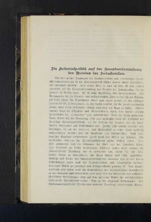 Die Kolonialpolitik auf der Hauptversammlung des Bundes der Industriellen.