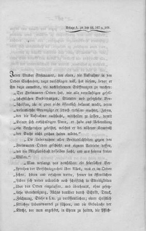[Anlage A. Allg. Vorhaltung bei Neuaufnahmen (zu den §§. 167 u. 168)]