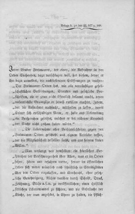 [Anlage A. Allg. Vorhaltung bei Neuaufnahmen (zu den §§. 167 u. 168)]