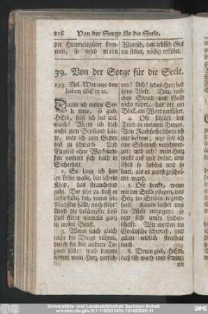 39. Von der Sorge für die Seele.