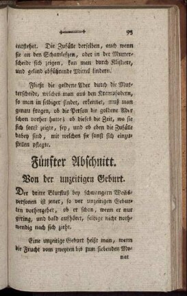 Fünfter Abschnitt. Von der unzeitigen Geburt.