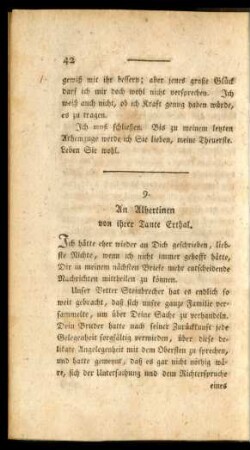 9. An Albertinen von ihrer Tante Erthal.