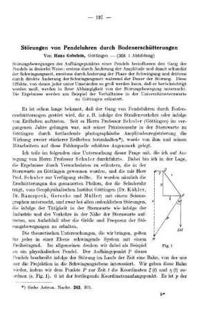 Störungen von Pendeluhren durch Bodenerschütterungen