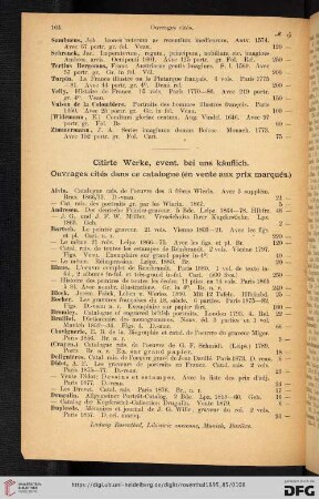 Citirte Werke, event. bei uns käuflich/ Ouvrages cités dans ce catalogue (en vente aux prix marqués)