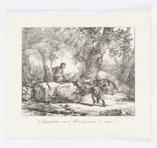 Les Loup plaidant contre le Renard, pardevant le Singe, aus: "La Fontaines Fabeln"