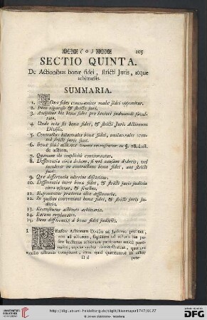 Sectio quinta: De Actionibus bonae fidei, stricti Juris, atque arbitrariis