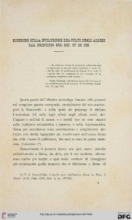 35: Ricerche sulla evoluzione del culto degli alberi dal principio del sec. IV in Poi