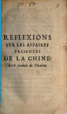 Réflexions sur les affaires presentes de la Chine