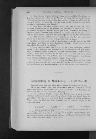 Versammlung zu Marienburg. - 1450 Mrz. 31.