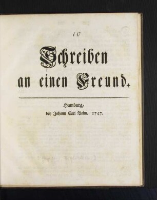 Schreiben an einen Freund