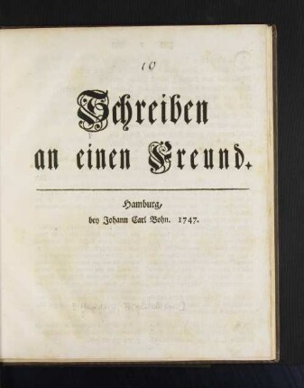 Schreiben an einen Freund