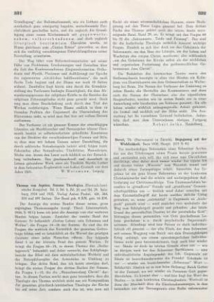 331-332 [Rezension] Thomas von Aquino, Summa Theologica ; Bde. 2, 5, 25, 29