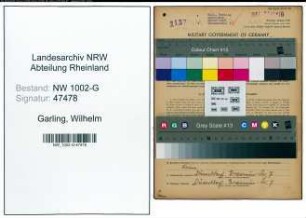 Entnazifizierung Wilhelm Garling, geb. 28.04.1892 (Schreiner)