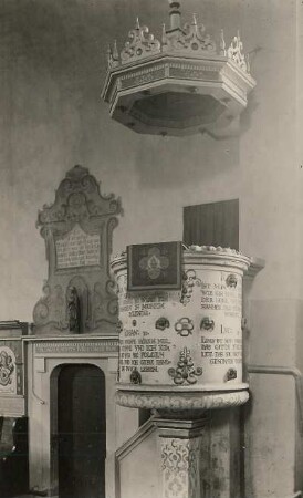 Grumbach, Kirche, Inneres, Kanzel mit Schalldeckel