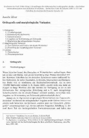 Orthografie und morphologische Varianten