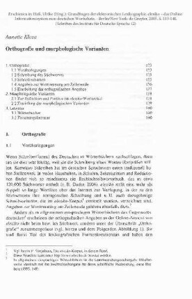 Orthografie und morphologische Varianten