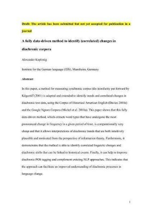 A fully data-driven method to identify (correlated) changes in diachronic corpora