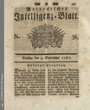No. 36. Dinstag den 4. September 1787
