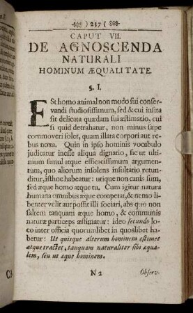 Caput VII. De Agnoscenda Naturali Hominum Æqualitate.