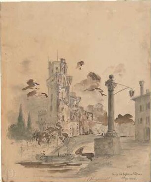 Gärtner, Friedrich von; Reisezeichnungen - Schloss in Padua (Perspektive)