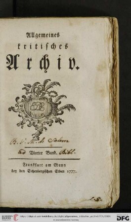 4: Allgemeines kritisches Archiv
