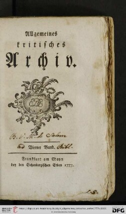 4: Allgemeines kritisches Archiv