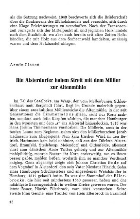 Die Alsterdorfer haben Streit mit dem Müller zur Altenmühle