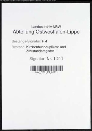 Zivilstandsregister der Stadt Iserlohn (G 1813). (Gemeinde: Iserlohn, Stadt)