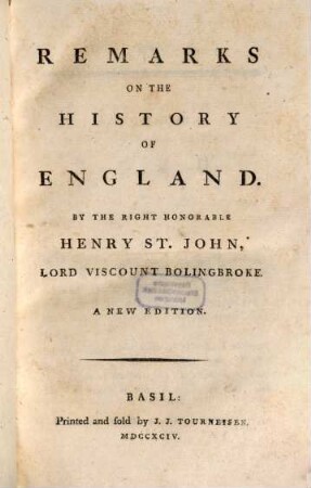 Remarks on the history of England
