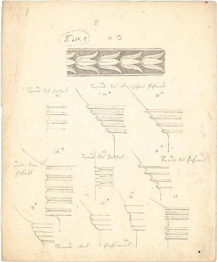 Neureuther, Gottfried von; Kapitell- und Ornamentstudien - Gesimse (Details)