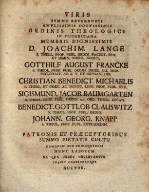 Exercitatio Theologica De Discrimine Ejus Quod Naturale Et Morale Dicitur In Theologia