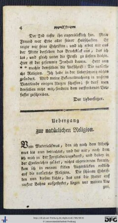 Übergang zur natürlichen Religion.