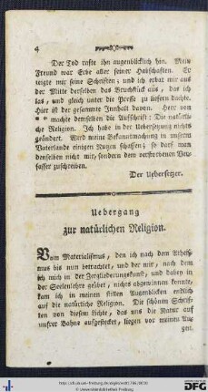 Übergang zur natürlichen Religion.