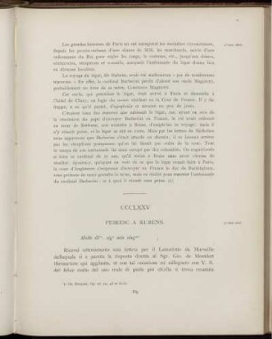 CCCLXXV. Peiresc à Rubens. Aix, 23 mai 1625