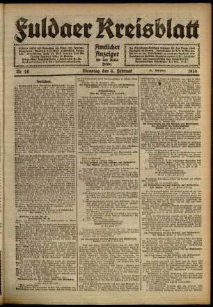 Ausgabe vom Dienstag, den 04. Februar 1919.