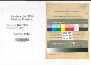 Entnazifizierung Peter Schmitz , geb. 21.05.1922 (Feuerwehrmann)
