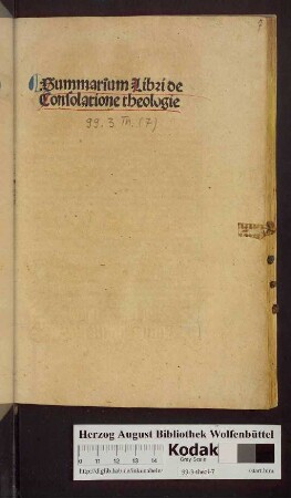 Summarium Libri de Consolatione theologie