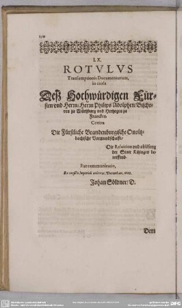 Rotulus Transsumtationis Documentorum Würzeburgensium