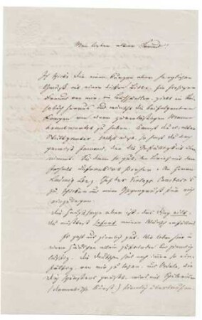 Brief von Adolf Glaßbrenner an einen Stuttgarter Freund