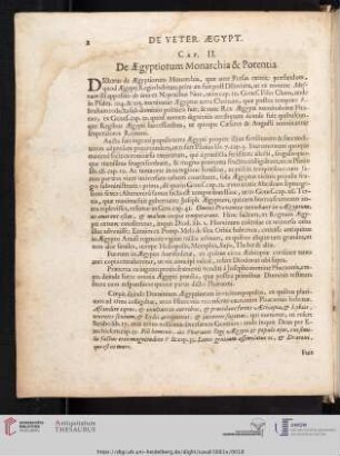 Cap. II: De Aegyptiorum Monarchia & Potentia.