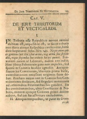 Cap. V. De Iure Tributorum Et Vectigalium.