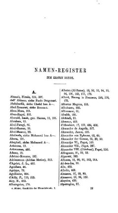 Namen-Register zum ersten Bande.