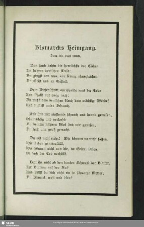 Bismarcks Heimgang
