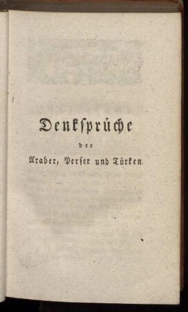 Denksprüche der Araber, Perser und Türken.