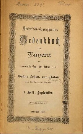 Historisch-biographisches Gedenkbuch von Bayern auf alle Tage des Jahres