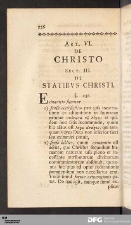Sect. III. De Statibvs Christi.