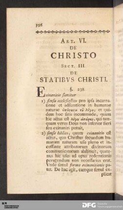 Sect. III. De Statibvs Christi.