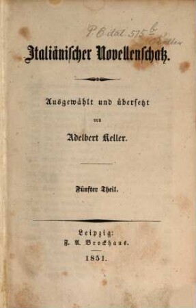Italiänischer Novellenschatz, 5